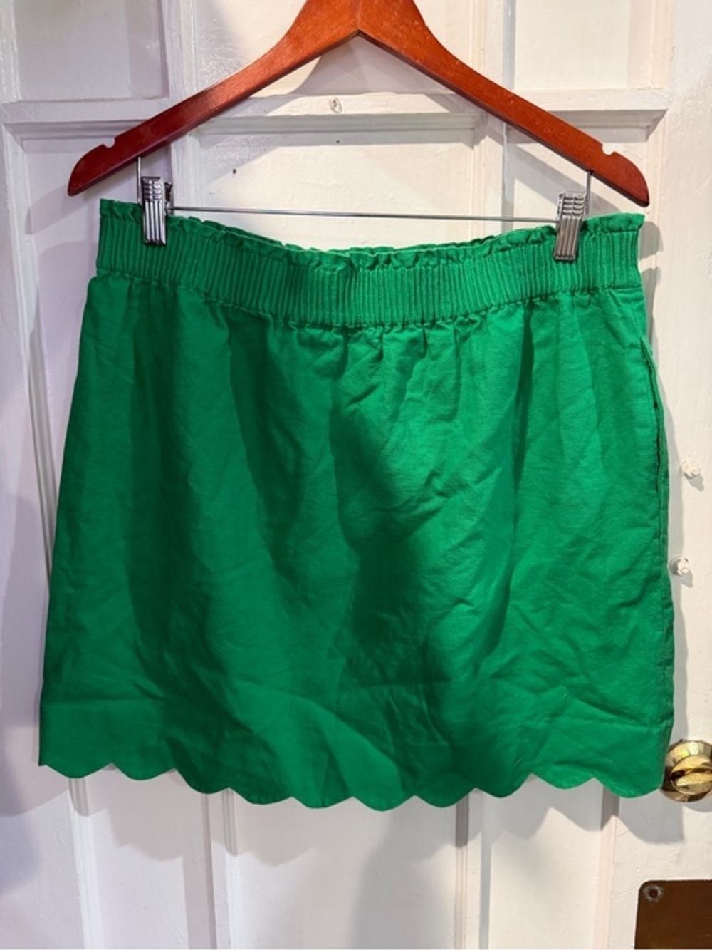J. Crew Emerald Green Scallop-Hem Mini Skirt